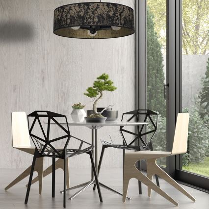 Pakabinamas sietynas SATINO 3xE27/60W/230V juoda/aukso