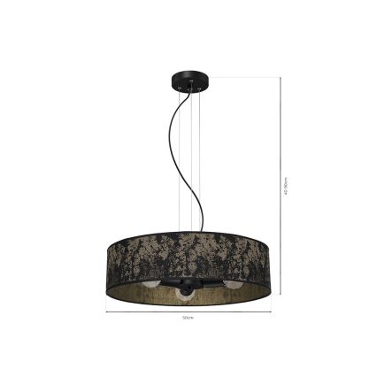 Pakabinamas sietynas SATINO 3xE27/60W/230V juoda/aukso