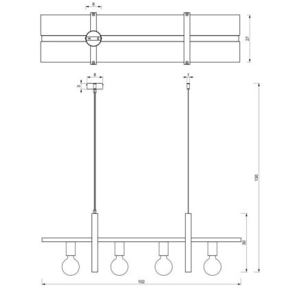 Pakabinamas sietynas SHELF 4xE27/60W/230V