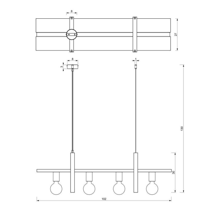 Pakabinamas sietynas SHELF 4xE27/60W/230V