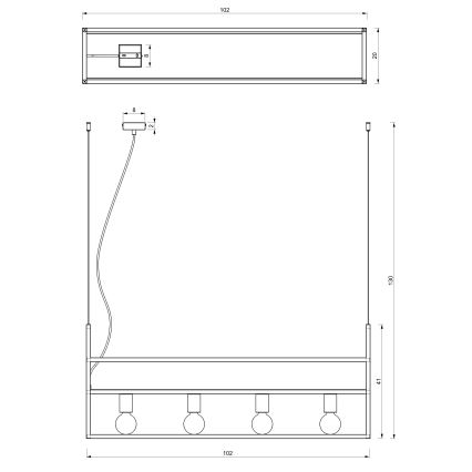 Pakabinamas sietynas SHELF 4xE27/60W/230V