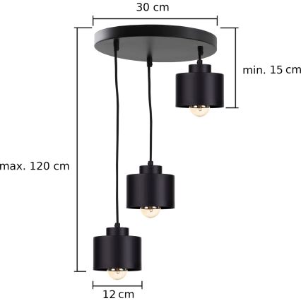 Pakabinamas sietynas SIMPLY BLACK 3xE27/60W/230V d. 32 cm