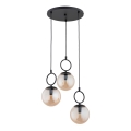 Pakabinamas sietynas SITRO 3xE14/10W/230V juoda/dūminis smėlio spalva