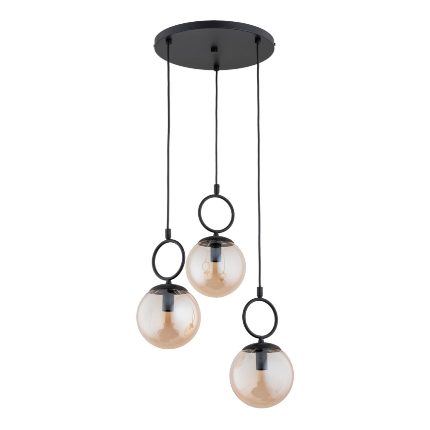Pakabinamas sietynas SITRO 3xE14/10W/230V juoda/dūminis smėlio spalva