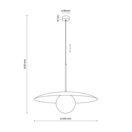 Pakabinamas sietynas SLATE 1xE27/15W/230V diametras 65 cm plyta