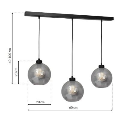 Pakabinamas sietynas SOFIA 3xE27/60W/230V juodas