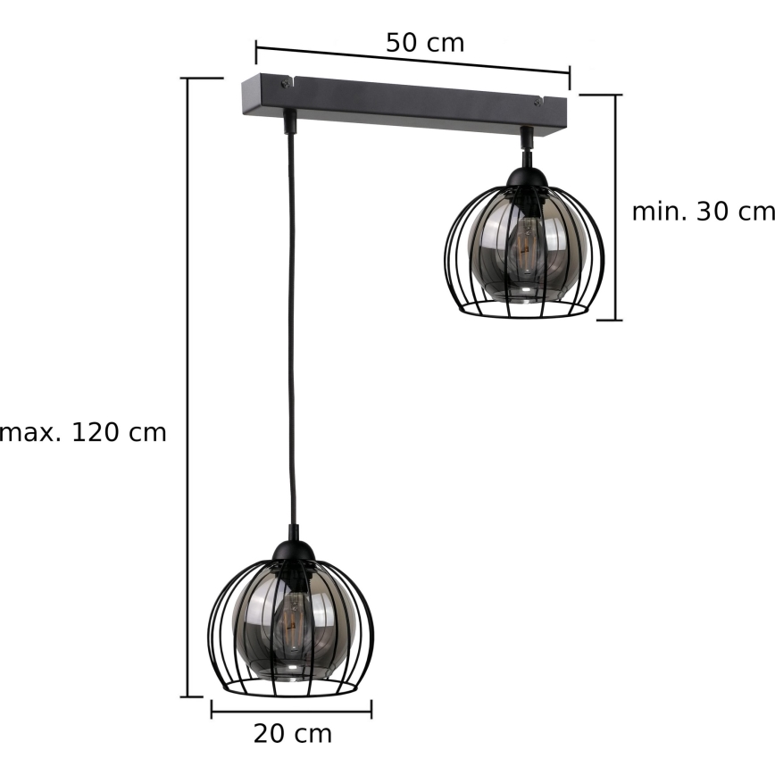 Pakabinamas sietynas SOLO BLACK 2xE27/60W/230V