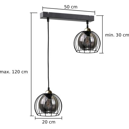 Pakabinamas sietynas SOLO BLACK 2xE27/60W/230V juodas/aukso