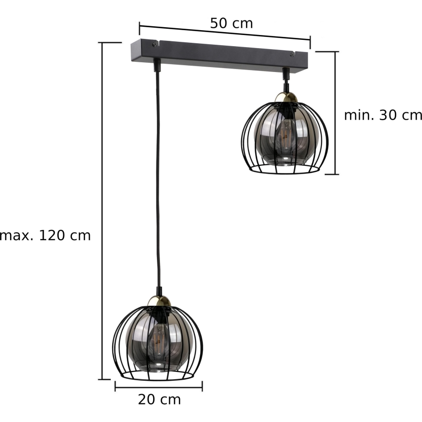 Pakabinamas sietynas SOLO BLACK 2xE27/60W/230V juodas/aukso