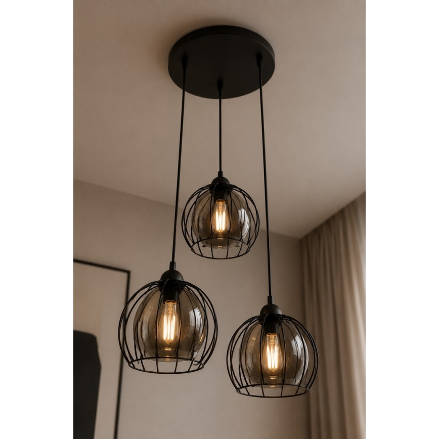Pakabinamas sietynas SOLO BLACK 3xE27/60W/230V d. 30 cm