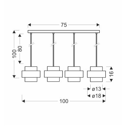 Pakabinamas sietynas SPIEGA 4xE27/60W/230V auksas/juoda