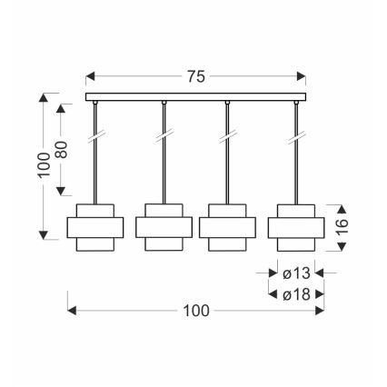 Pakabinamas sietynas SPIEGA 4xE27/60W/230V auksas/juoda