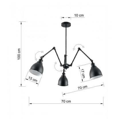 Pakabinamas sietynas STARK SHADE 3xE27/60W/230V