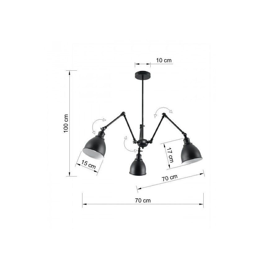 Pakabinamas sietynas STARK SHADE 3xE27/60W/230V
