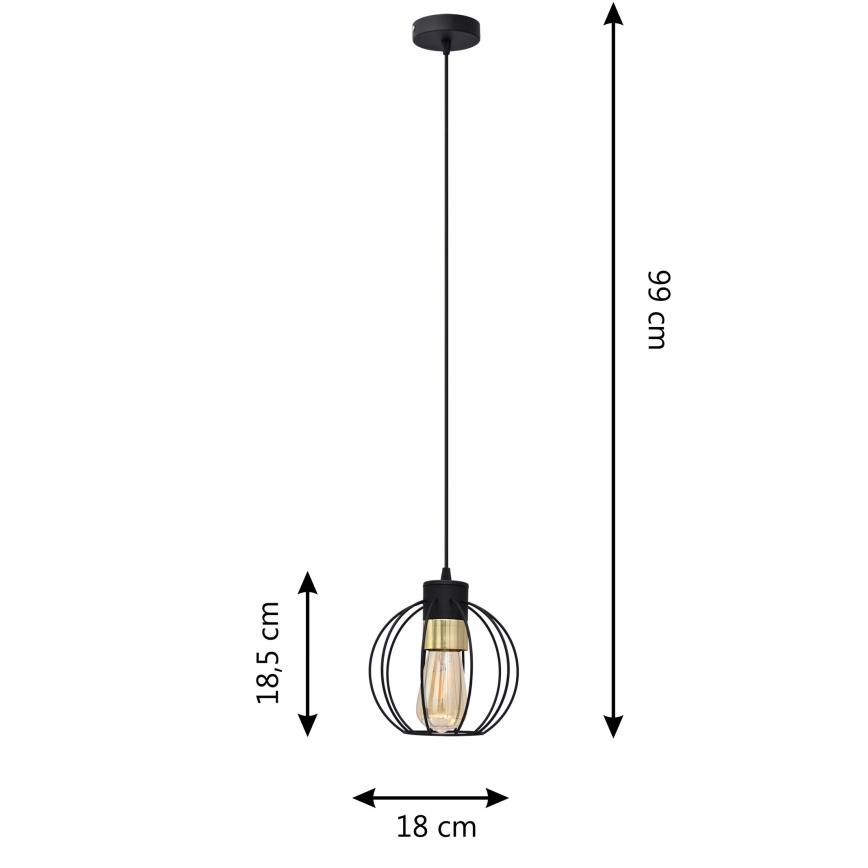 Pakabinamas sietynas STARLIGHT 1xE27/15W/230V juodas/aukso