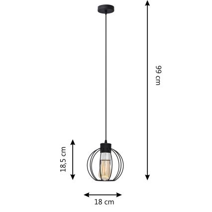 Pakabinamas sietynas STARLIGHT 1xE27/15W/230V juodas/sidabras