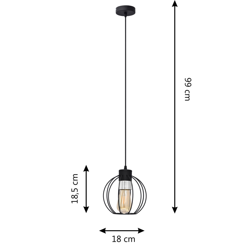 Pakabinamas sietynas STARLIGHT 1xE27/15W/230V juodas/sidabras