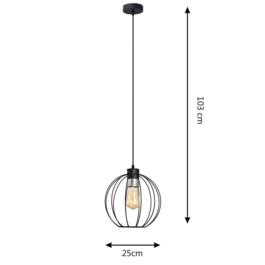 Pakabinamas sietynas STARLIGHT 1xE27/15W/230V juodas/sidabras