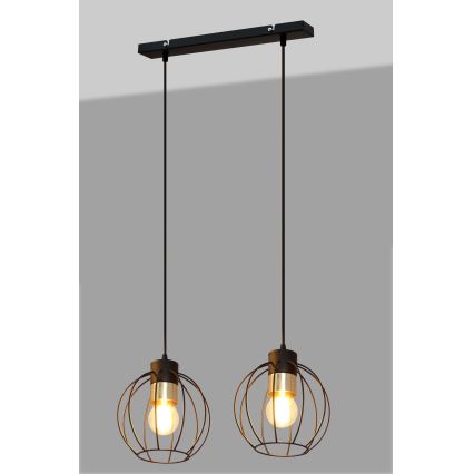 Pakabinamas sietynas STARLIGHT 2xE27/15W/230V juodas/aukso