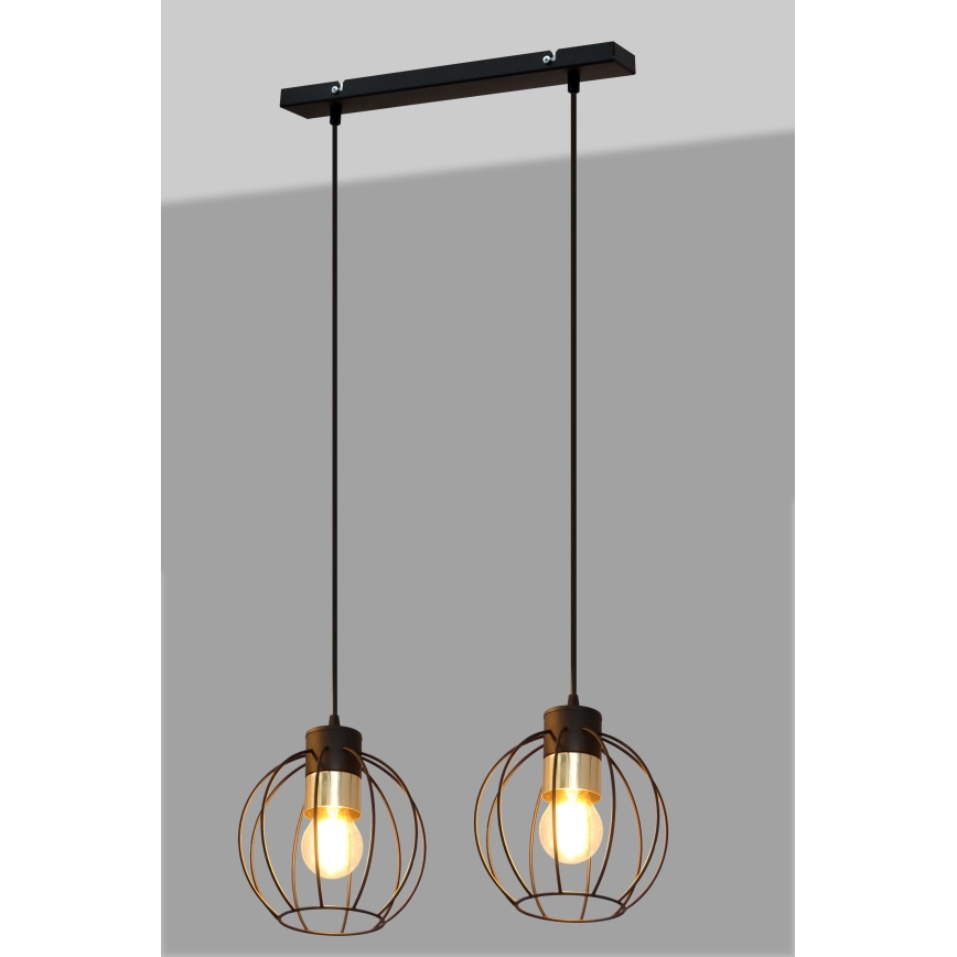 Pakabinamas sietynas STARLIGHT 2xE27/15W/230V juodas/aukso