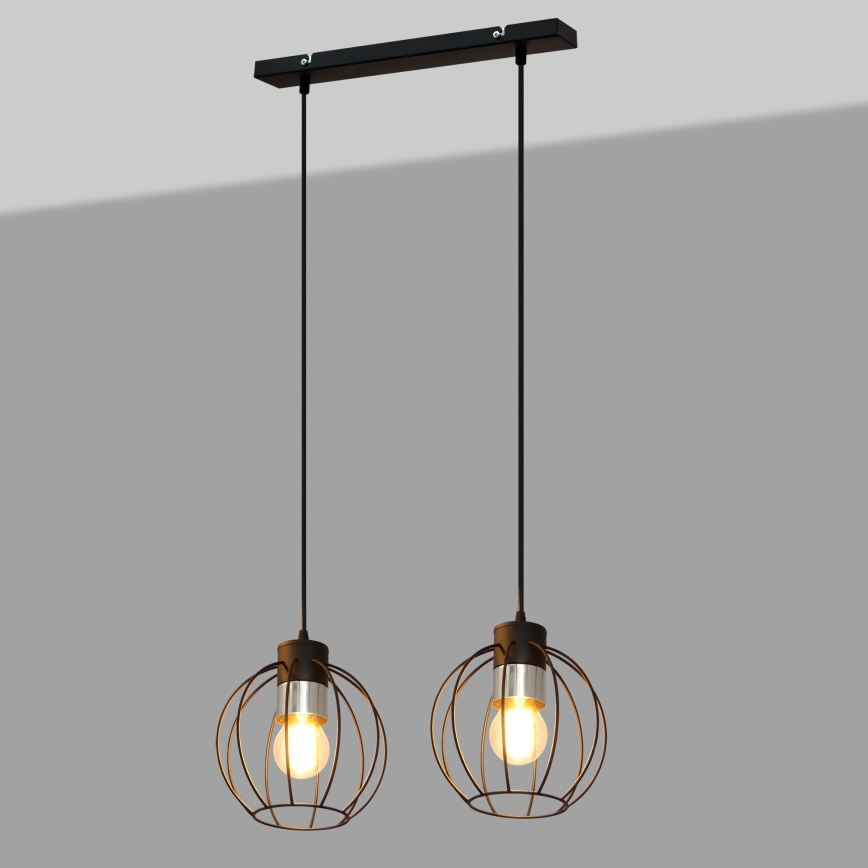 Pakabinamas sietynas STARLIGHT 2xE27/15W/230V juodas/sidabras