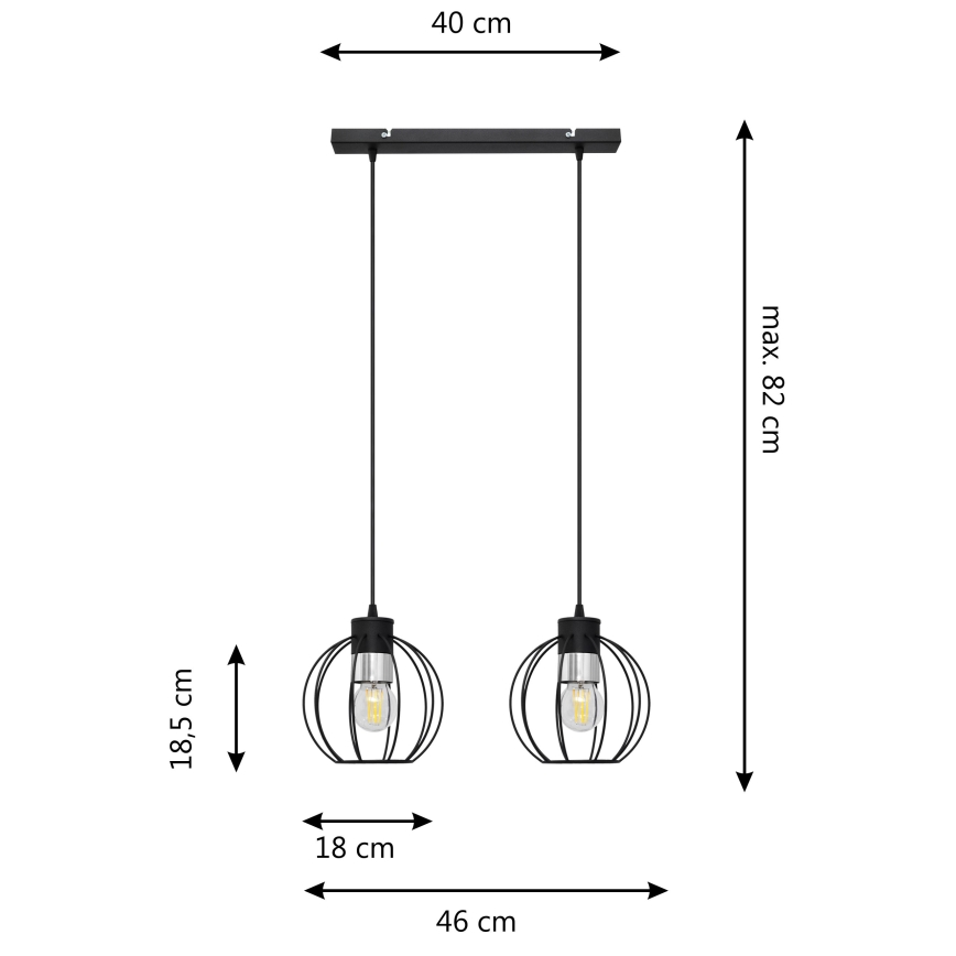 Pakabinamas sietynas STARLIGHT 2xE27/15W/230V juodas/sidabras