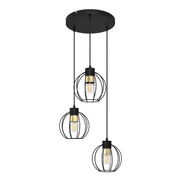 Pakabinamas sietynas STARLIGHT 3xE27/15W/230V juodas/aukso