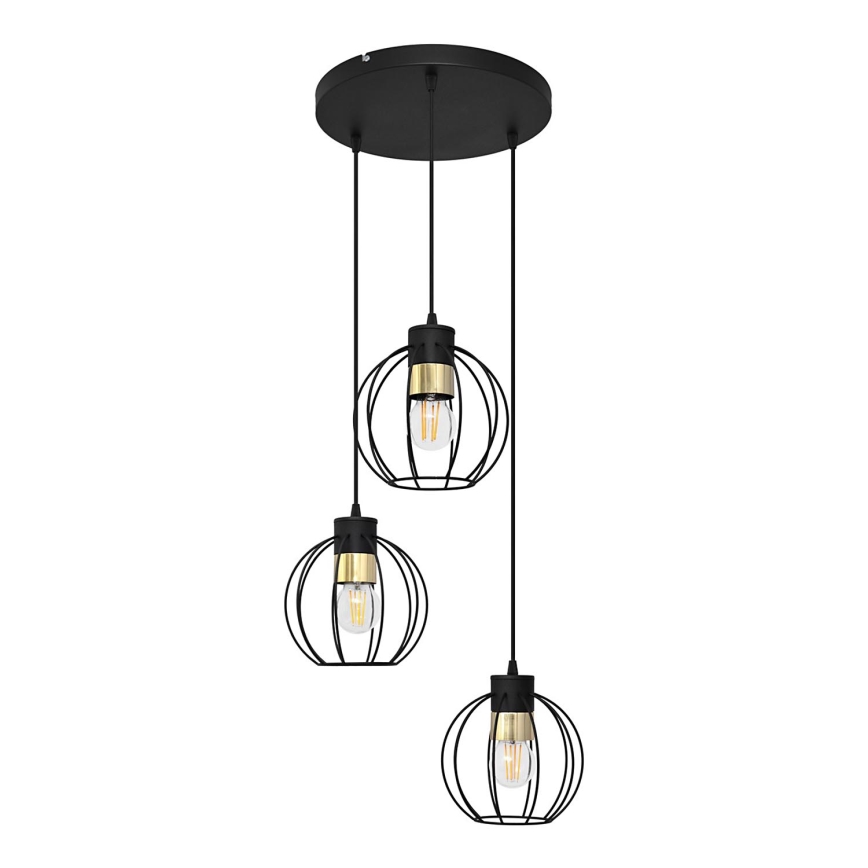 Pakabinamas sietynas STARLIGHT 3xE27/15W/230V juodas/aukso
