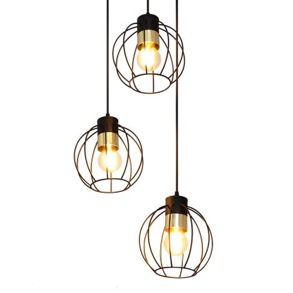Pakabinamas sietynas STARLIGHT 3xE27/15W/230V juodas/aukso
