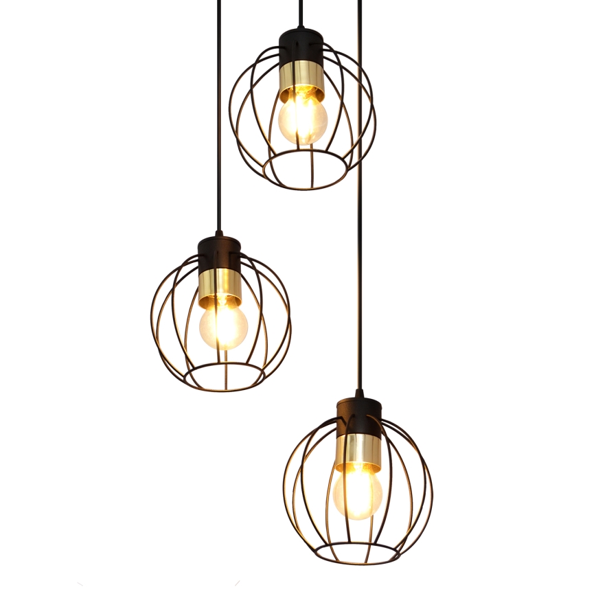 Pakabinamas sietynas STARLIGHT 3xE27/15W/230V juodas/aukso