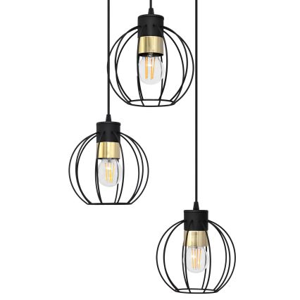 Pakabinamas sietynas STARLIGHT 3xE27/15W/230V juodas/aukso