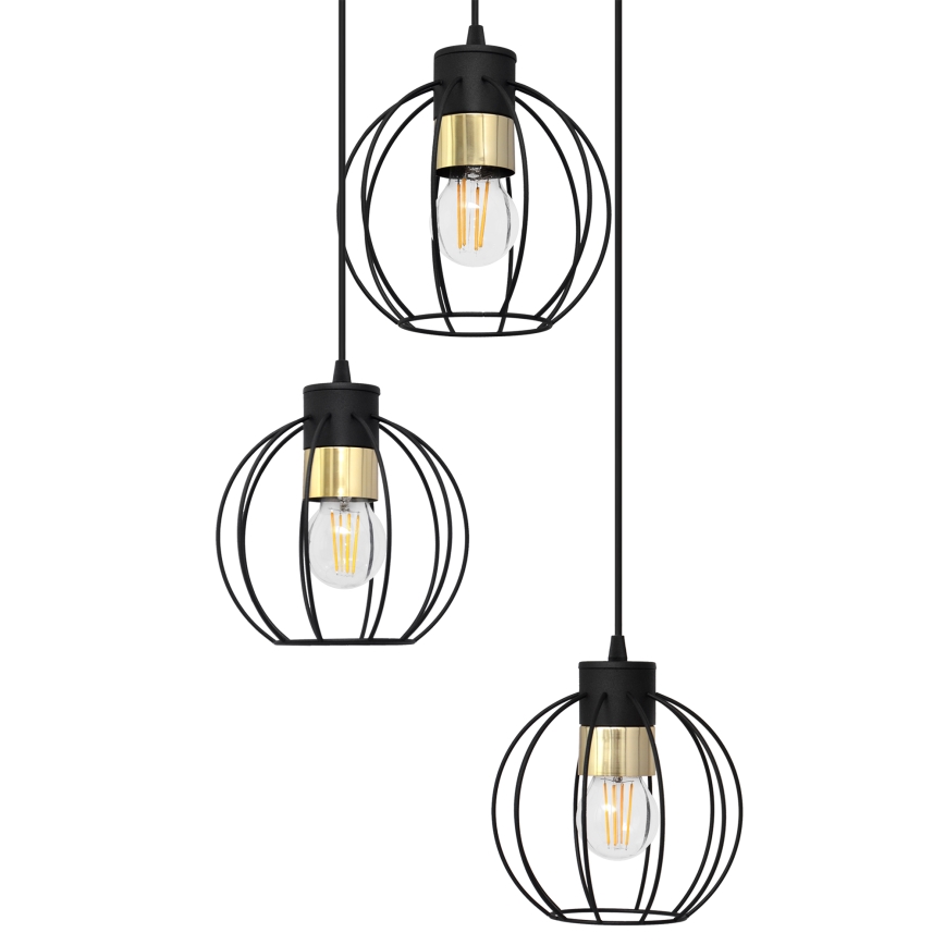 Pakabinamas sietynas STARLIGHT 3xE27/15W/230V juodas/aukso