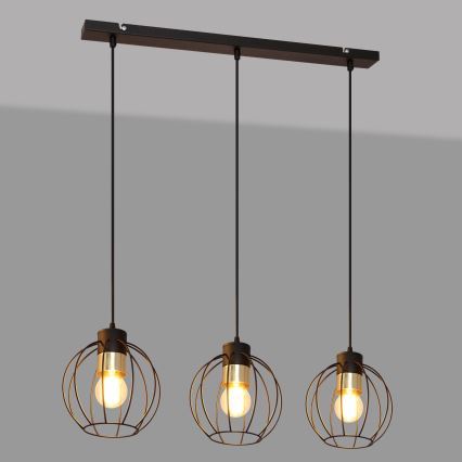 Pakabinamas sietynas STARLIGHT 3xE27/15W/230V juodas/aukso