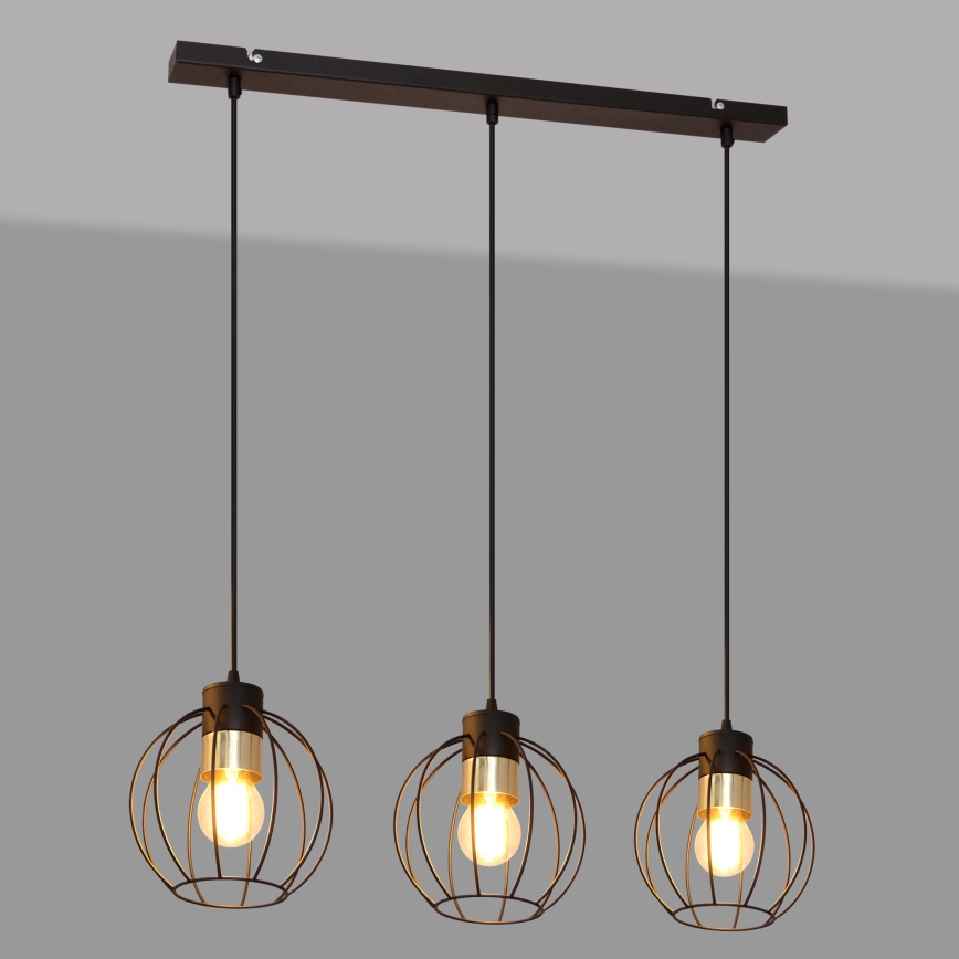 Pakabinamas sietynas STARLIGHT 3xE27/15W/230V juodas/aukso