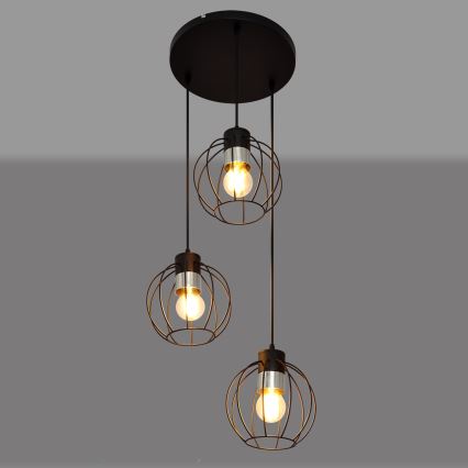 Pakabinamas sietynas STARLIGHT 3xE27/15W/230V juodas/sidabras