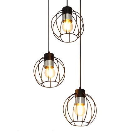 Pakabinamas sietynas STARLIGHT 3xE27/15W/230V juodas/sidabras