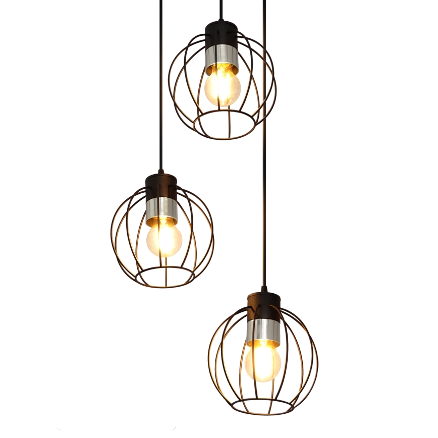 Pakabinamas sietynas STARLIGHT 3xE27/15W/230V juodas/sidabras