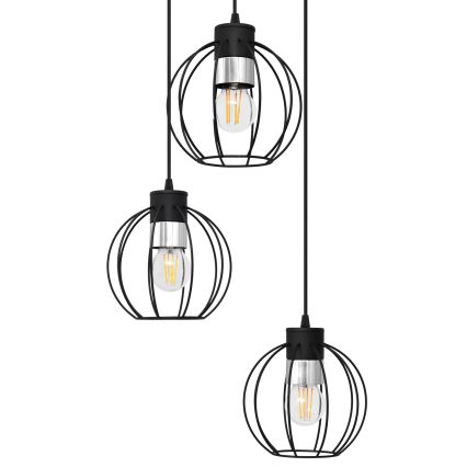 Pakabinamas sietynas STARLIGHT 3xE27/15W/230V juodas/sidabras