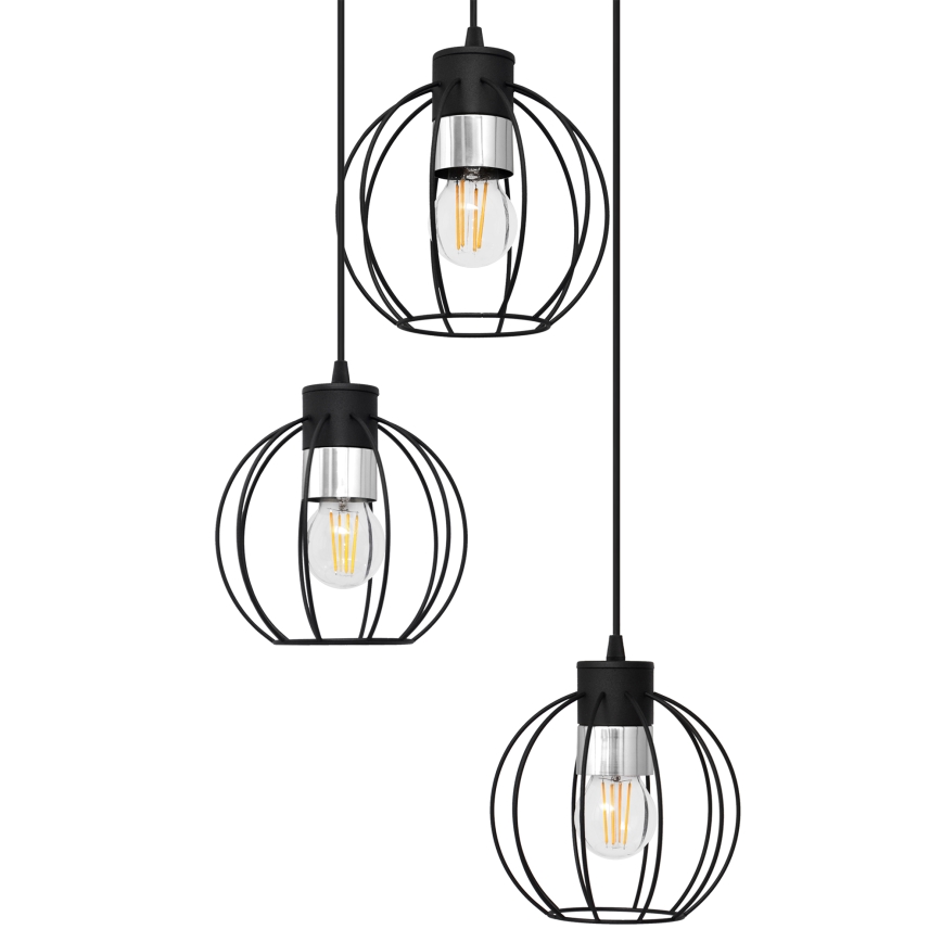 Pakabinamas sietynas STARLIGHT 3xE27/15W/230V juodas/sidabras