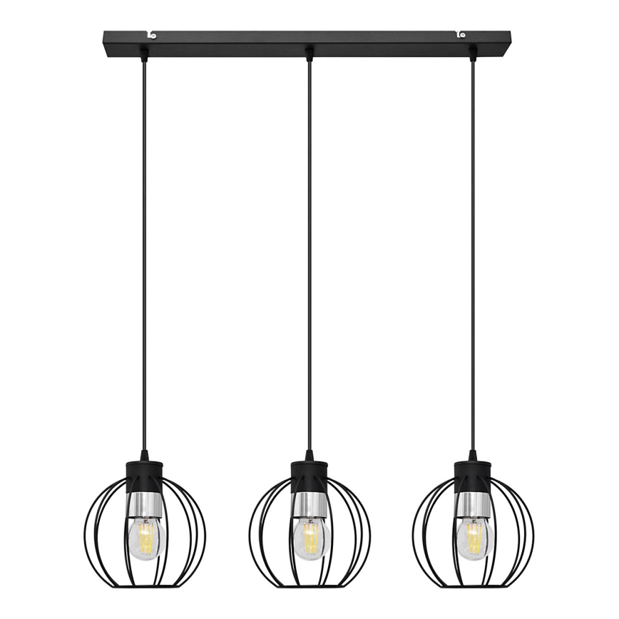 Pakabinamas sietynas STARLIGHT 3xE27/15W/230V juodas/sidabras