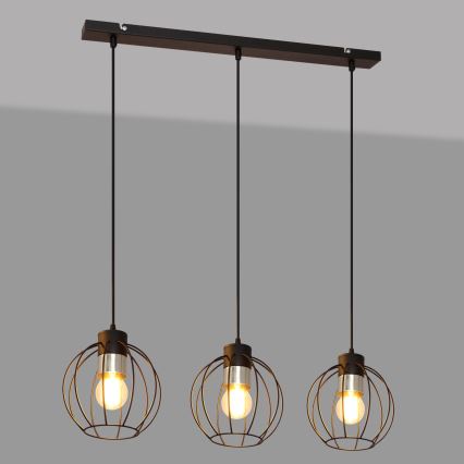 Pakabinamas sietynas STARLIGHT 3xE27/15W/230V juodas/sidabras