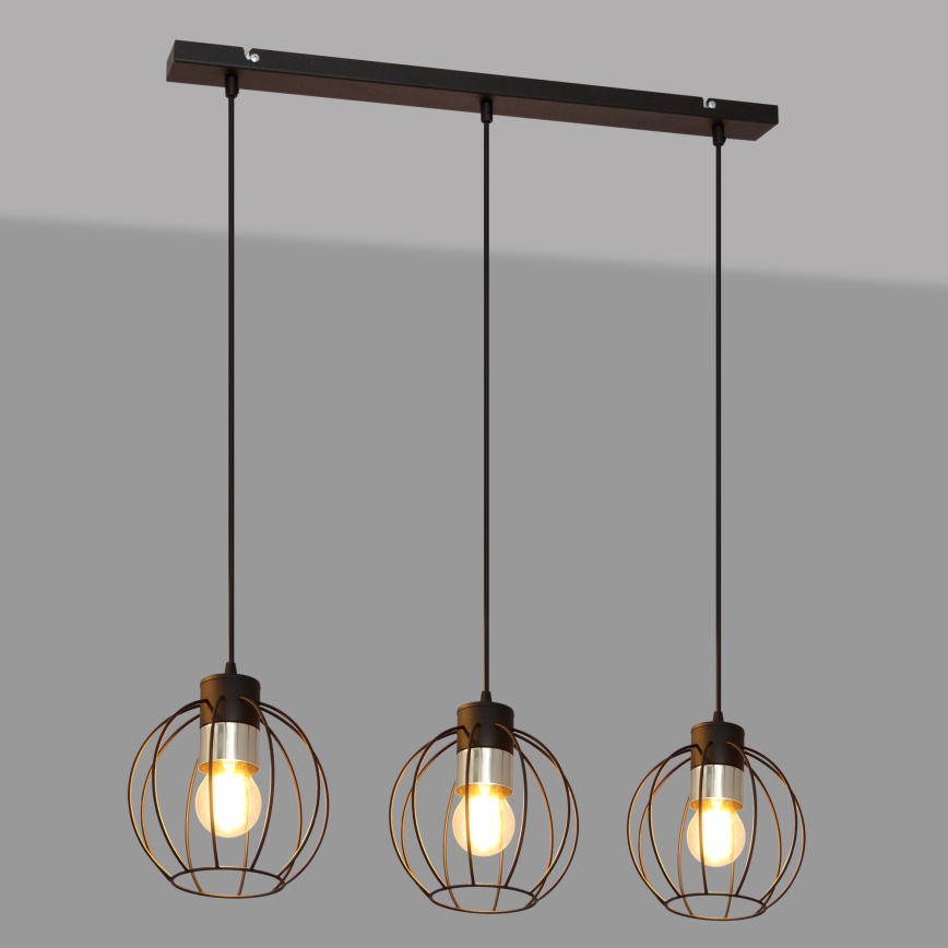 Pakabinamas sietynas STARLIGHT 3xE27/15W/230V juodas/sidabras