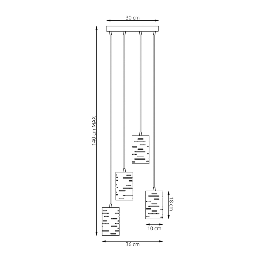 Pakabinamas sietynas TANK 4xE27/15W/230V juoda