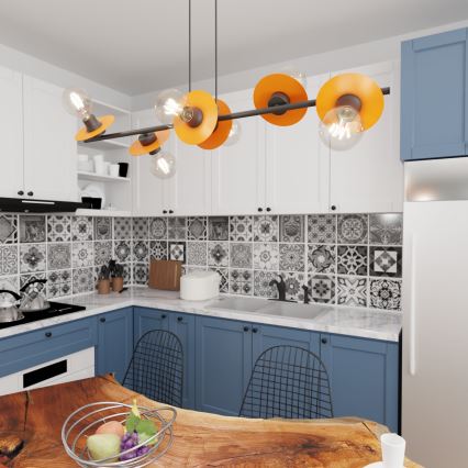 Pakabinamas sietynas TOKEN 6xE27/15W/230V oranžinė