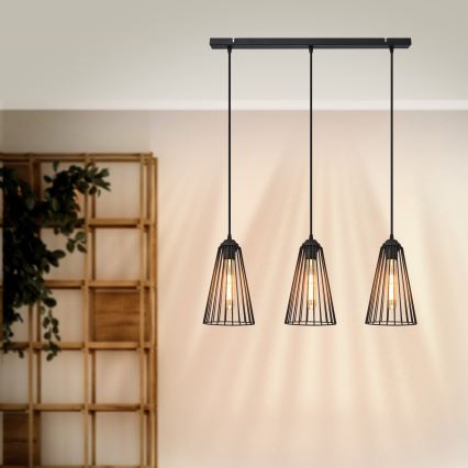 Pakabinamas sietynas TORRI 3xE27/15W/230V juoda