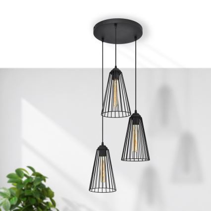 Pakabinamas sietynas TORRI 3xE27/15W/230V juoda