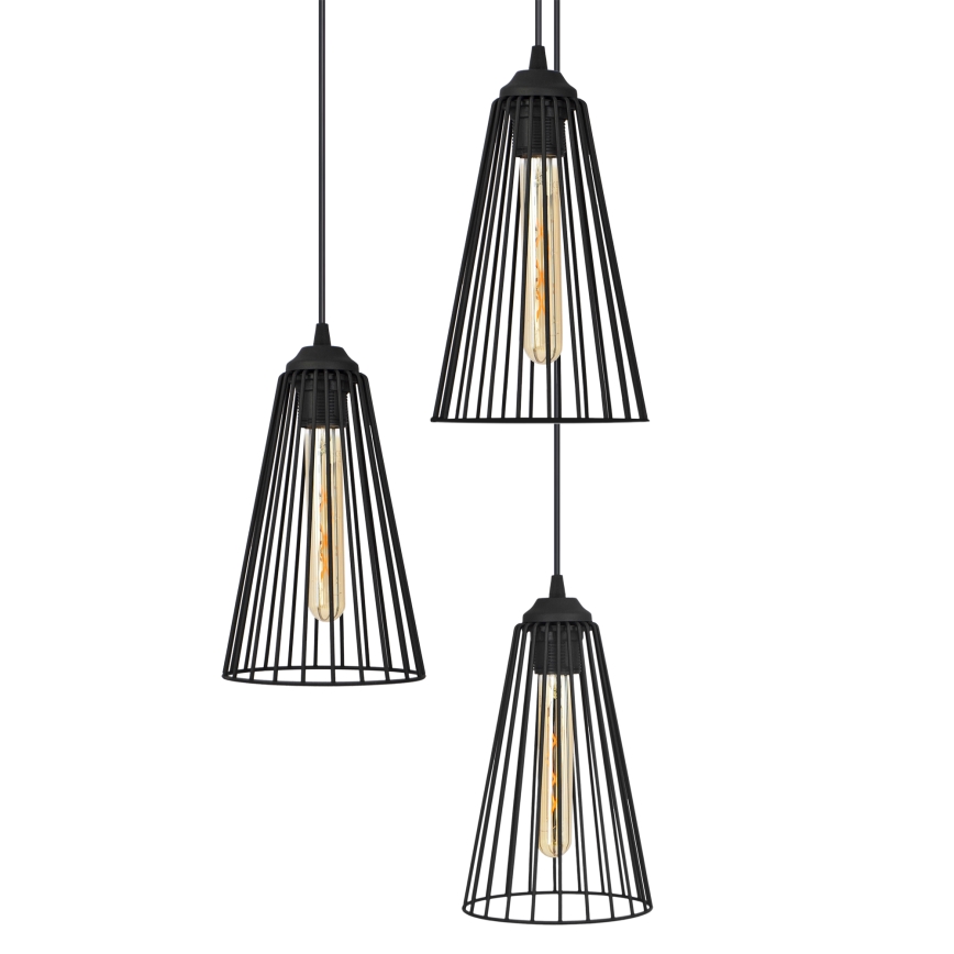Pakabinamas sietynas TORRI 3xE27/15W/230V juoda