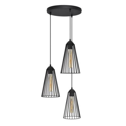 Pakabinamas sietynas TORRI 3xE27/15W/230V juoda