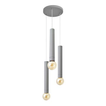 Pakabinamas sietynas TUBA 3xE27/15W/230V pilkas