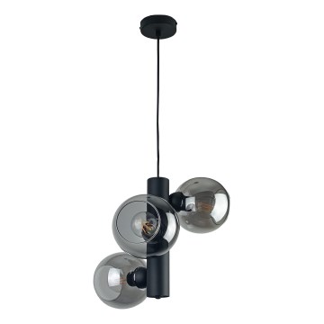 Pakabinamas sietynas TUBE 3xE27/60W/230V juoda/dūminis juoda
